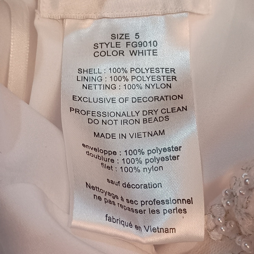 David Bridals White Beaded Embroidered Flower Girl Communion Dress Sz 5 - Picture 11 of 13